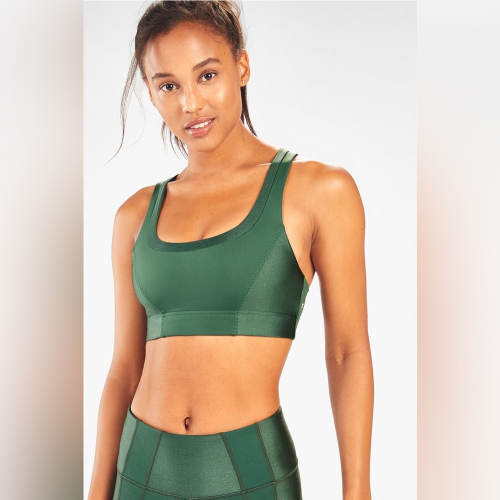 Fabletics Paige Metallic Strap Low Impact Scoop Sports Bra